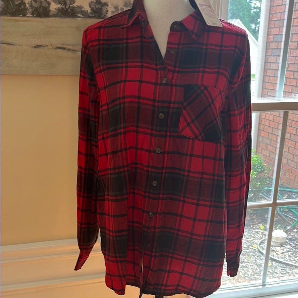 NWT Hippie Rose Red and Black Flannel